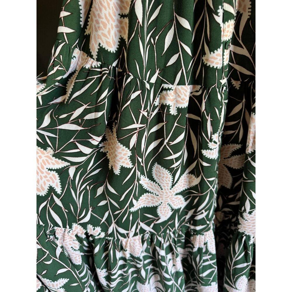 Baltic Born Becca Smocked Maxi Dress Green Ivory Floral Size Small - Picture 5 of 6